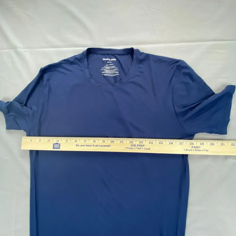 Tommy John Mens M Blue Stay Tucked Micro Modal Short Sleeve Crew Neck Undershirt